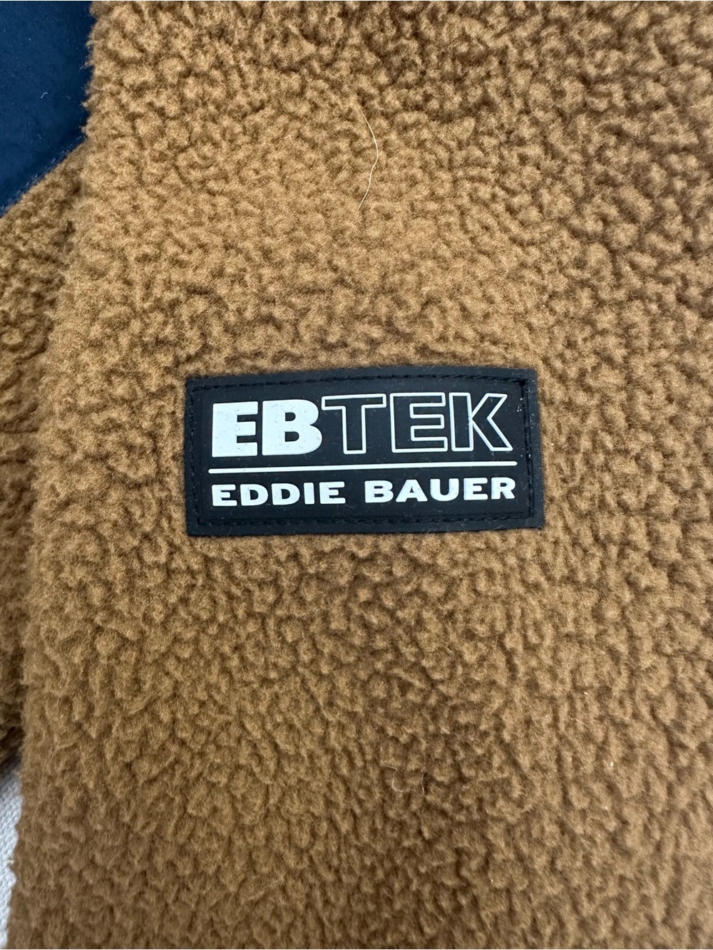 Eddie Bauer EBTEK Sherpa Fleece Pullover Sweater Brown Blue Small Vintage Vibe - Picture 8 of 10